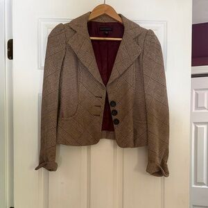 Banana Republic Brown Plaid Cropped Blazer Jacket